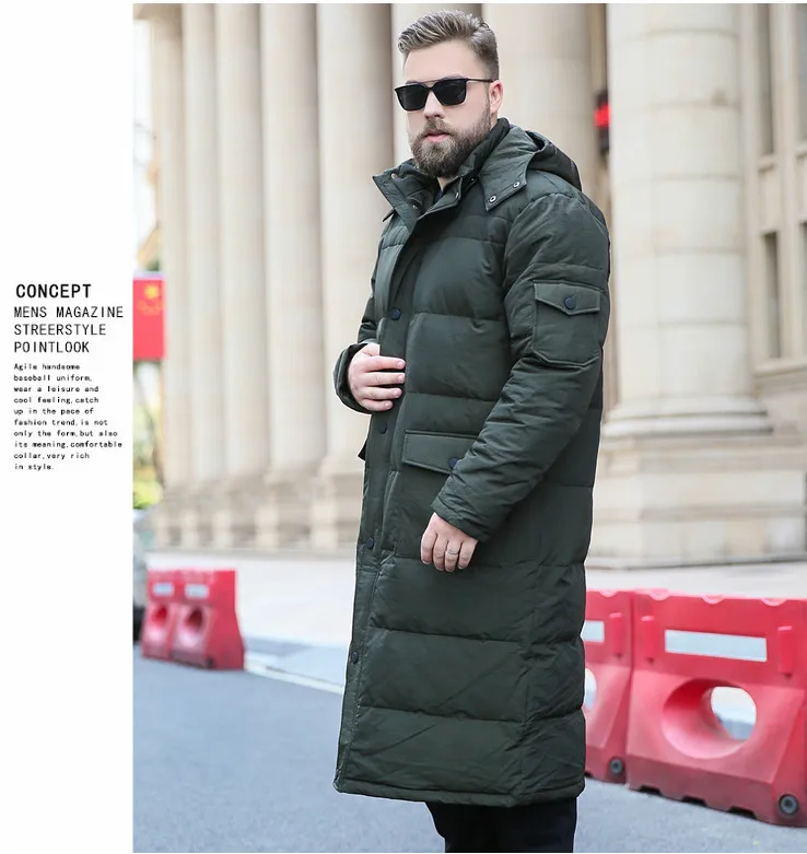 XL-7XL, 8XL, 9XL, 10XL, зимний теплый пуховик, плюс удобрение, большой размер, с капюшоном, Повседневный, мужской пуховик