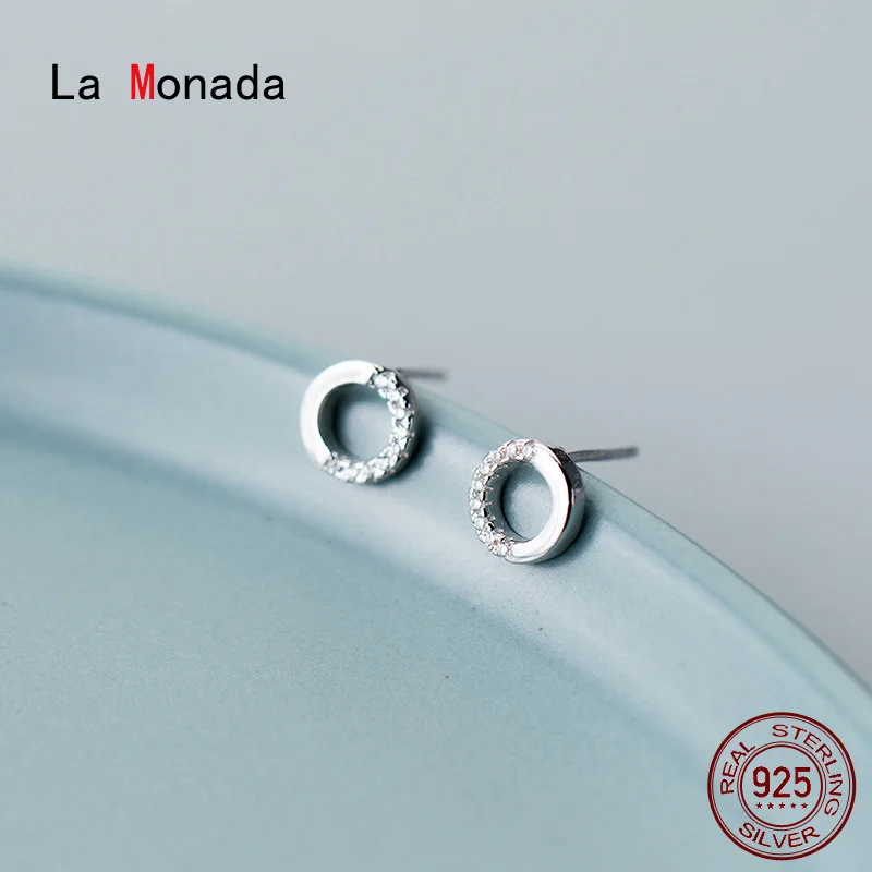 Корейские минималистичные женские серьги La Monada серебро 925 пробы круглые