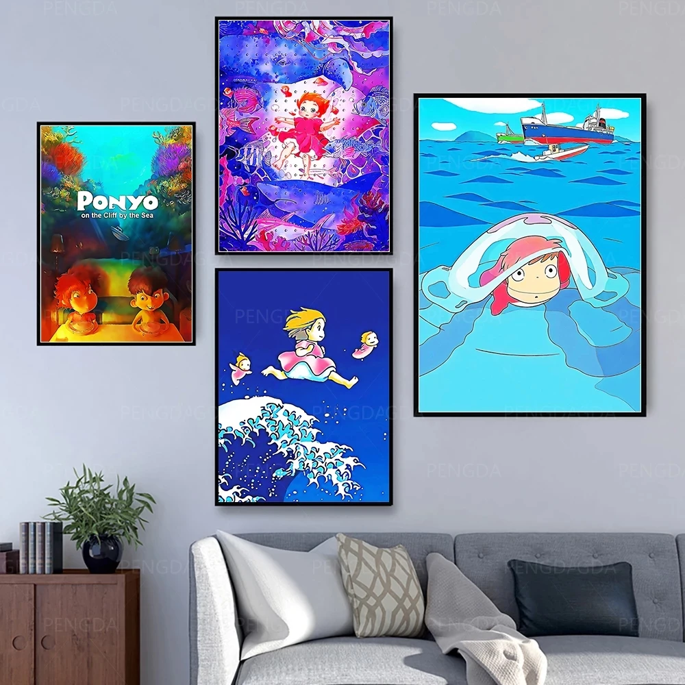 

Wall Art Canvas Prints Paintings Ponyo Home Decoration Pictures Japanese Animation Modular No Frame For Office Poster Artwork