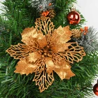 5 шт. 9-16 см Рождественский Декор, цветок, блестящий искусственный цветок, Рождественская елка, подвесные украшения для нового года, рождевечерние украшения