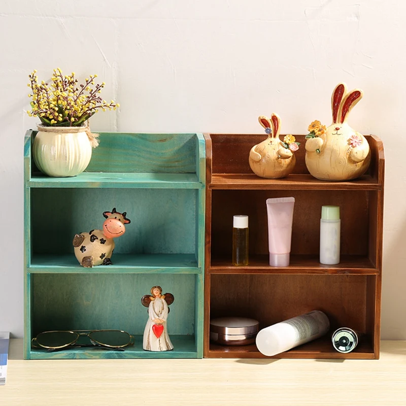 Деревянная настенная полка подставка для хранения настольный органайзер