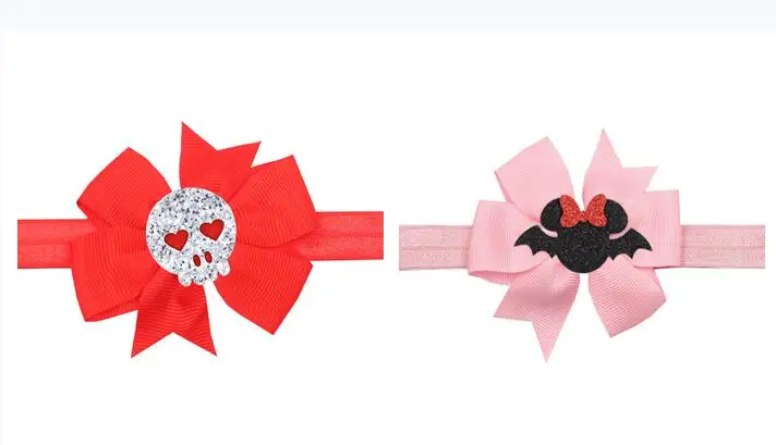 

36Pcs Halloween party Bow Tie Headband Hair band DIY Handmade Grosgrain Ribbon Elastic Hairband Kids Hair Accessories wholesale