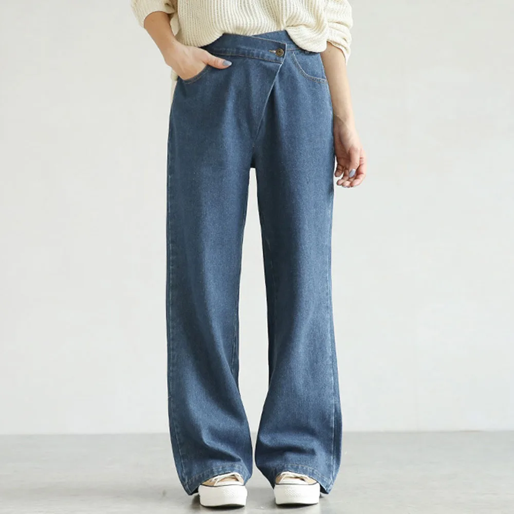 

Woman Jeans High Waist Clothes Wide Leg Denim Clothing Blue Streetwear Vintage Quality 2021 Fashion Harajuku Straight Pants