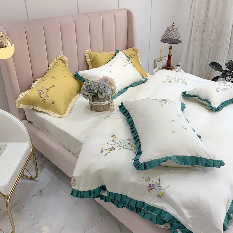 Новый продукт 2019 комплект постельных принадлежностей из 4 предметов с вышитыми