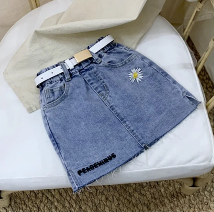 Джинсовая юбка для девочек джинсовая с вышивкой маленьких детская одежда