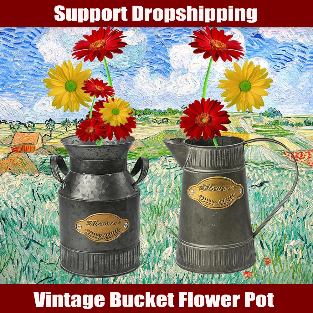 Винтажный цветочный горшок железная домашняя Ретро ваза для цветов садовый