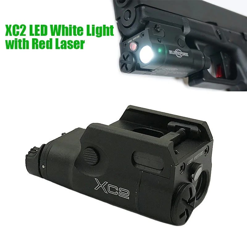 Tactical XC2 Ultra Compact Pistol Light With Red Laser MINI Hunting Weapon Light 200 Lumens LED White Light Marked Version