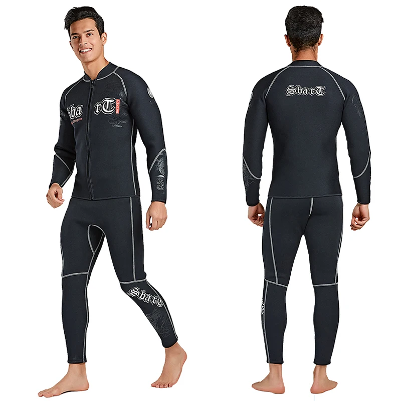 

Men's 3MM Warm Neoprene Wetsuit Jacket Long Sleeve Black Top Front Zipper Surf Shirt for Diving Swimming Snorkeling Water Sports