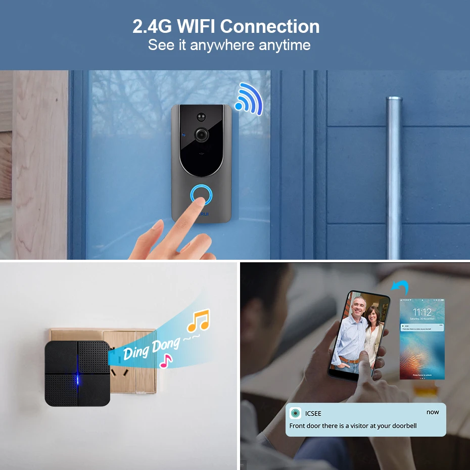 KERUI 1.0MP 720P беспроводной телефон смарт WiFi Кольцо Дверной Звонок камера IP дверной