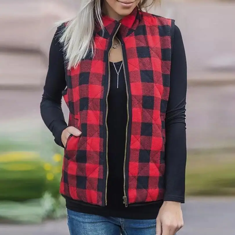 

LISCN 2021 Spring And Autumn New Women's Jacket British Style Cotton-Padded Vest Ladies Jacket Winter Vests In Stock 0168