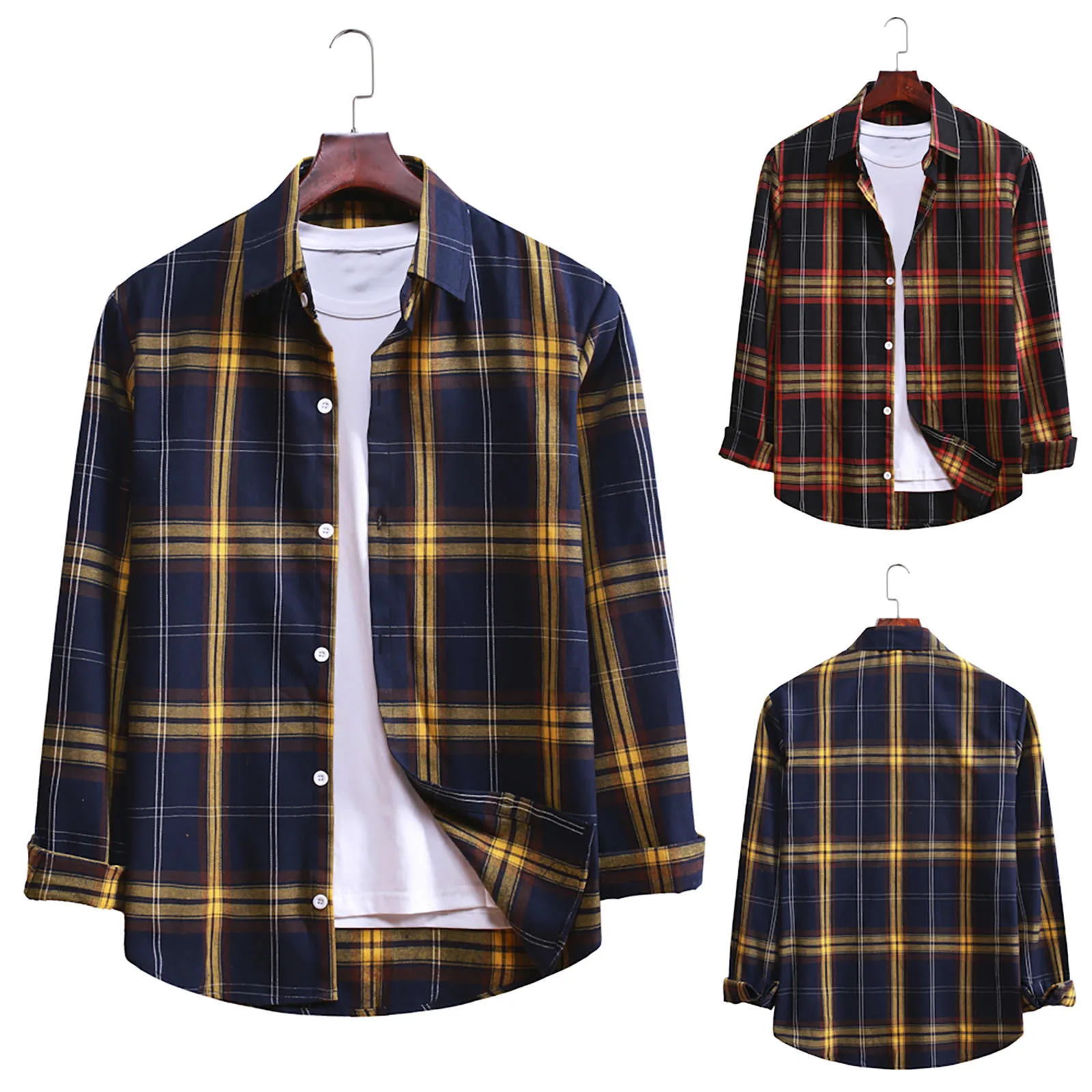 Новый дизайн кнопки клетчатые рубашки с длинными рукавами для мальчиков Мужская