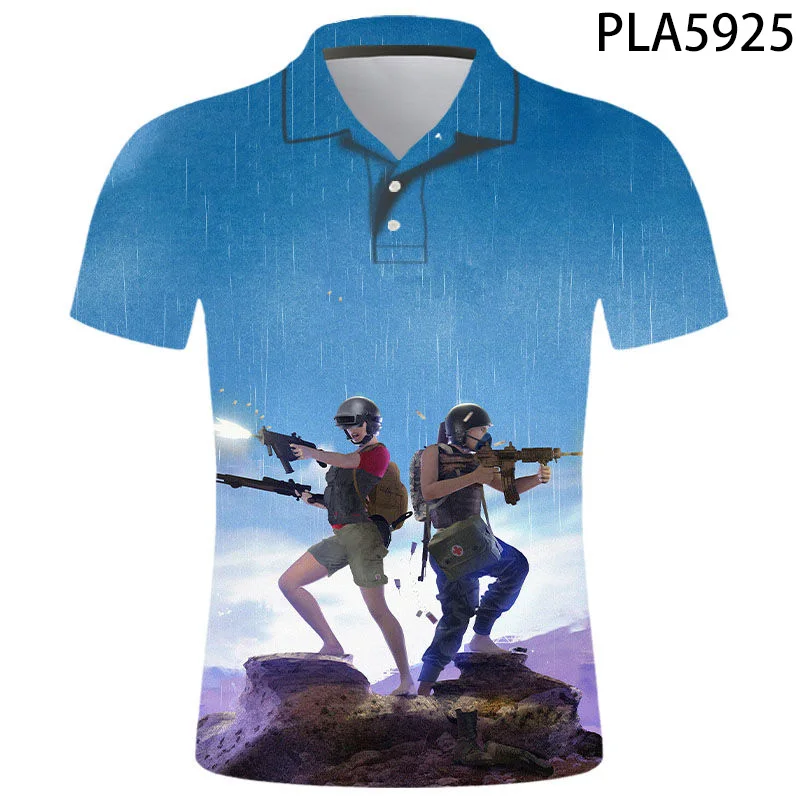 Мужская летняя рубашка-поло с 3D-принтом и коротким рукавом