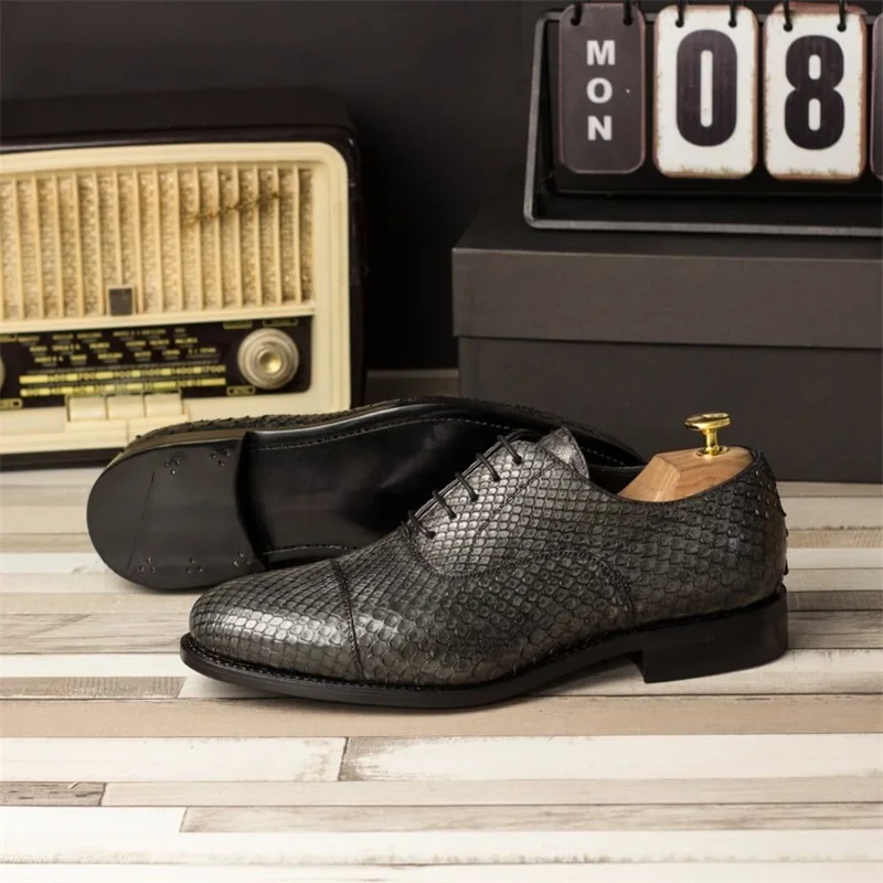 

Men's Leather Shoes 2022 Fashion Youth Spring And Autumn Season Python 38-48 Lace Up Business Single Shoes Men's Fashion