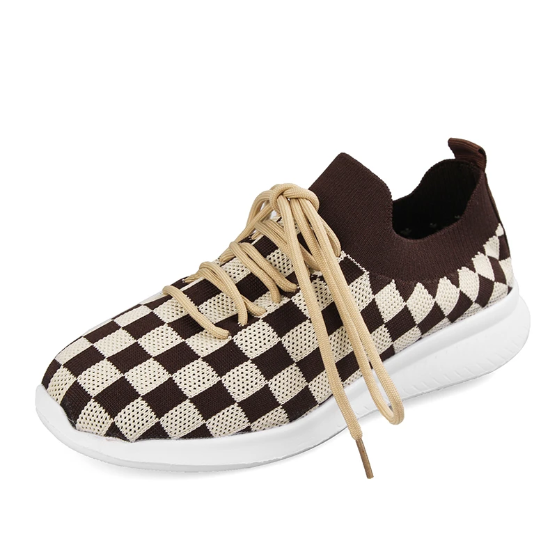 

New Fashion Plaid Lightweight and Breathable Shoes Women's Breathable Casual Trend All-match Flat-soled womens sneakers Eu36-42