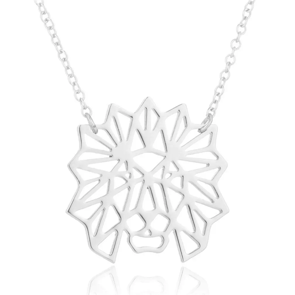 

Cross-border Hollow Origami Lion Head Necklace Ladies Simple Animal Clavicle Chain Female Birthday Gift Necklace