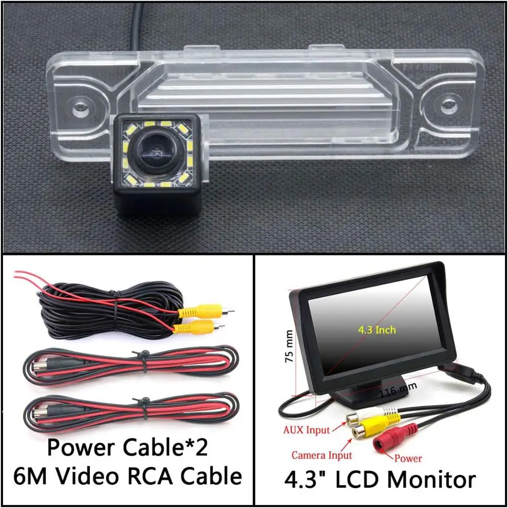 Cam Add 4.3 inch LCD 12 Светодиодный свет автомобиль резервная камера заднего вида Камера для Renault koleos 1 2007- samsung QM5 MK1 samsung SM5 KPQ/A32 заднего хода автомобиля - Название цвета: Cam Add 4.3 inch LCD