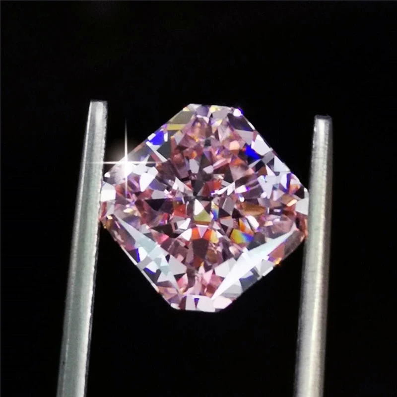 

New arrivals top shinning brillient stone light pink Radiant cut for ring brecelet gem-set jewelry size 10X10mm