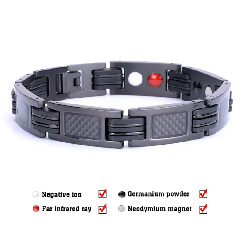 Мужские модные черные браслеты из нержавеющей стали браслет углеродного волокна