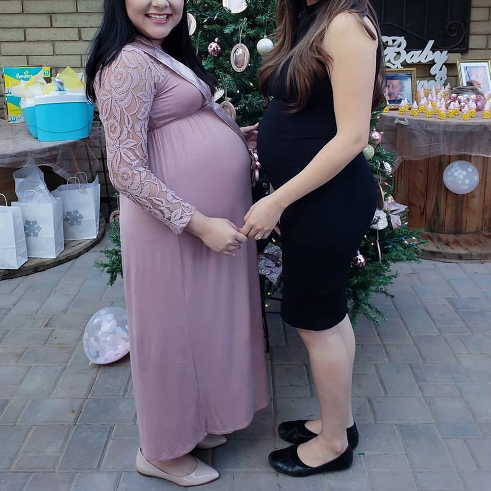 

Autumn casual Female Dress Solid Color Round Neck Long Sleeve Dress One-Piece for Pregnant Women