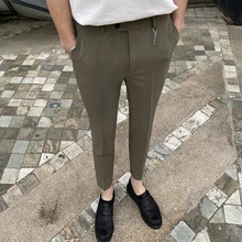 Pantalones de verano para hombre, ropa que combina con todo, pantalones de nueve puntos, traje informal, tendencia coreana (4)