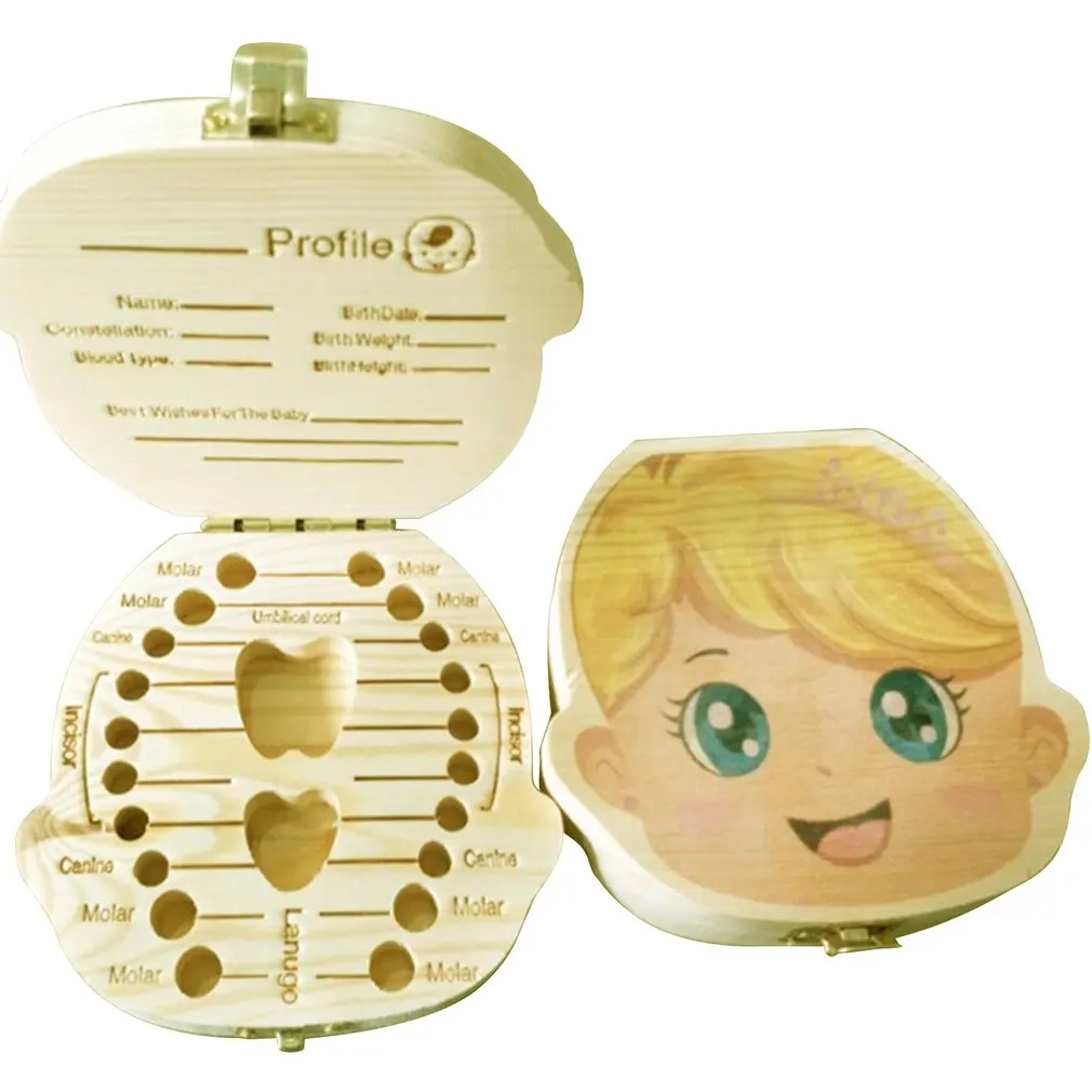 Деревянная коробка для зубов сувенирный Органайзер с разноцветным принтом на