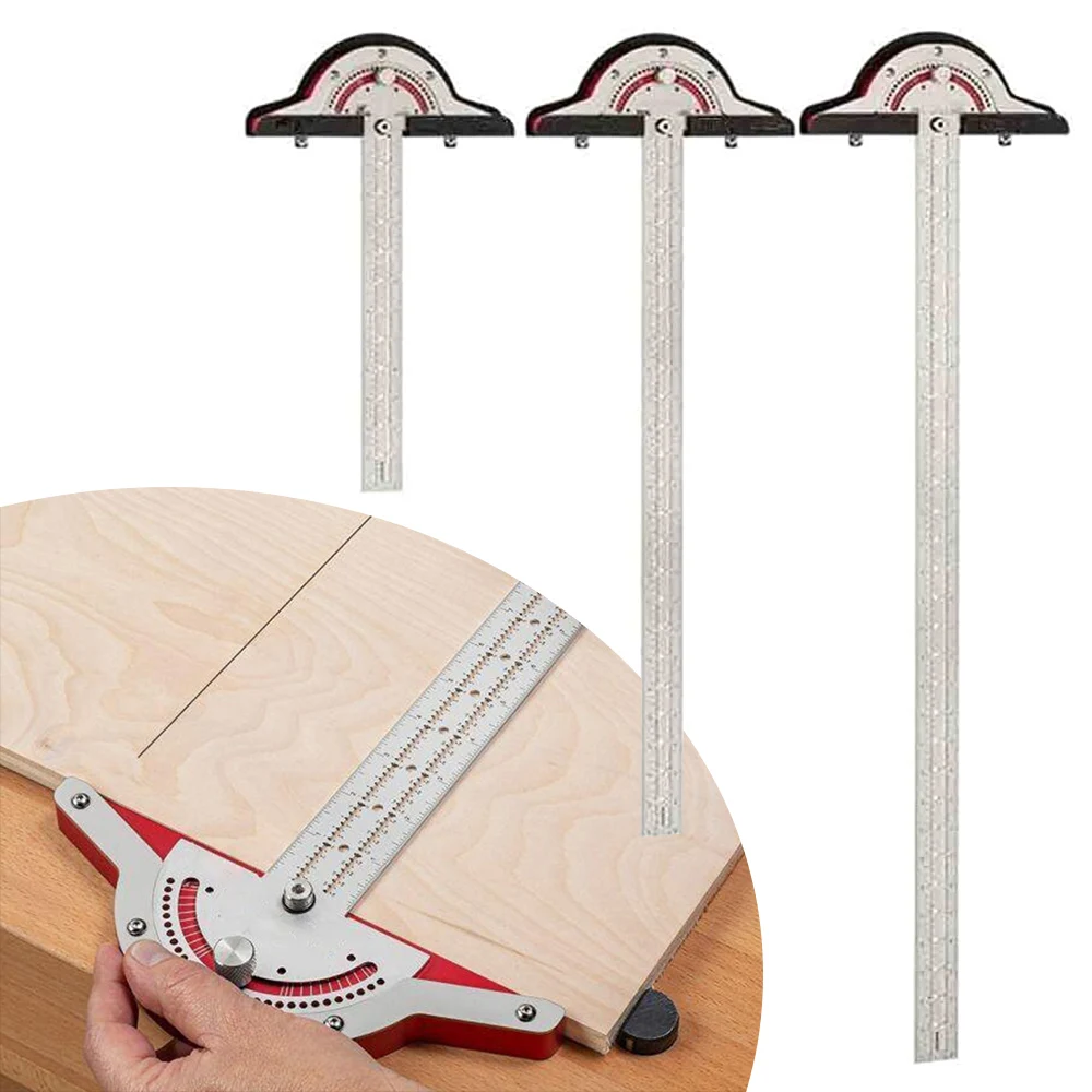 

3size 1PCS Wood Workers Edge Rule Protractor Round Head Rule Tools for Woodworing Rotary 1MM Measurement Accuracy Angle