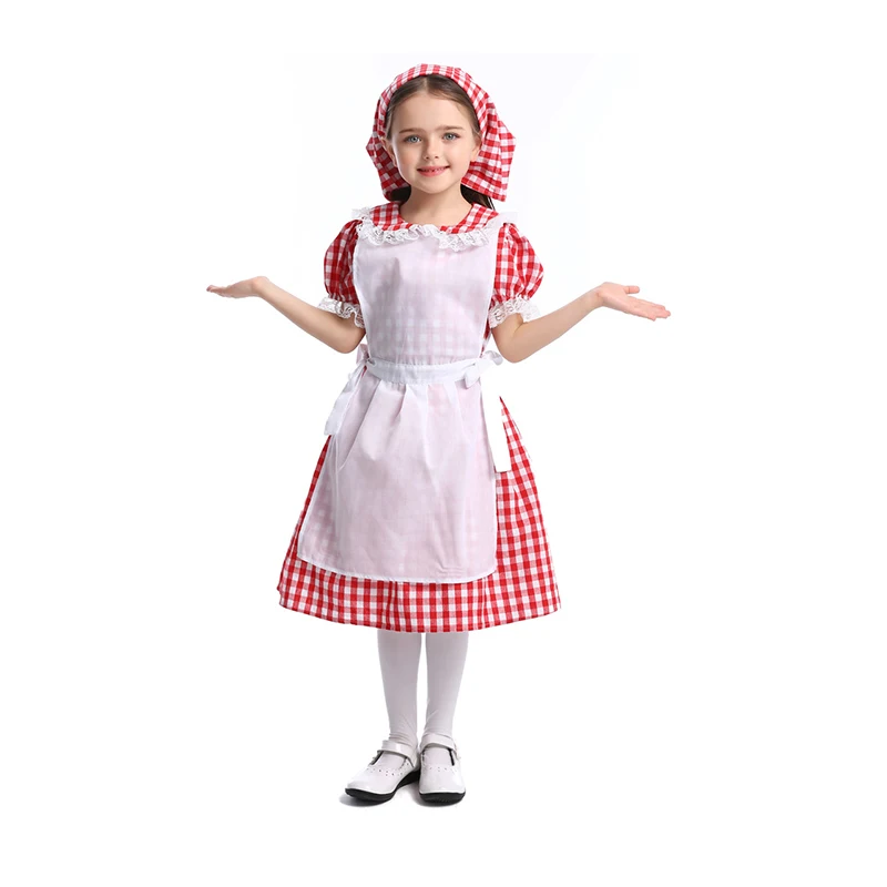 

Girls Fantasia Little Red Riding Hood Cosplay Dress Kids Halloween Fairy Tale Role Playing Performance Clothing Fancy Outfit