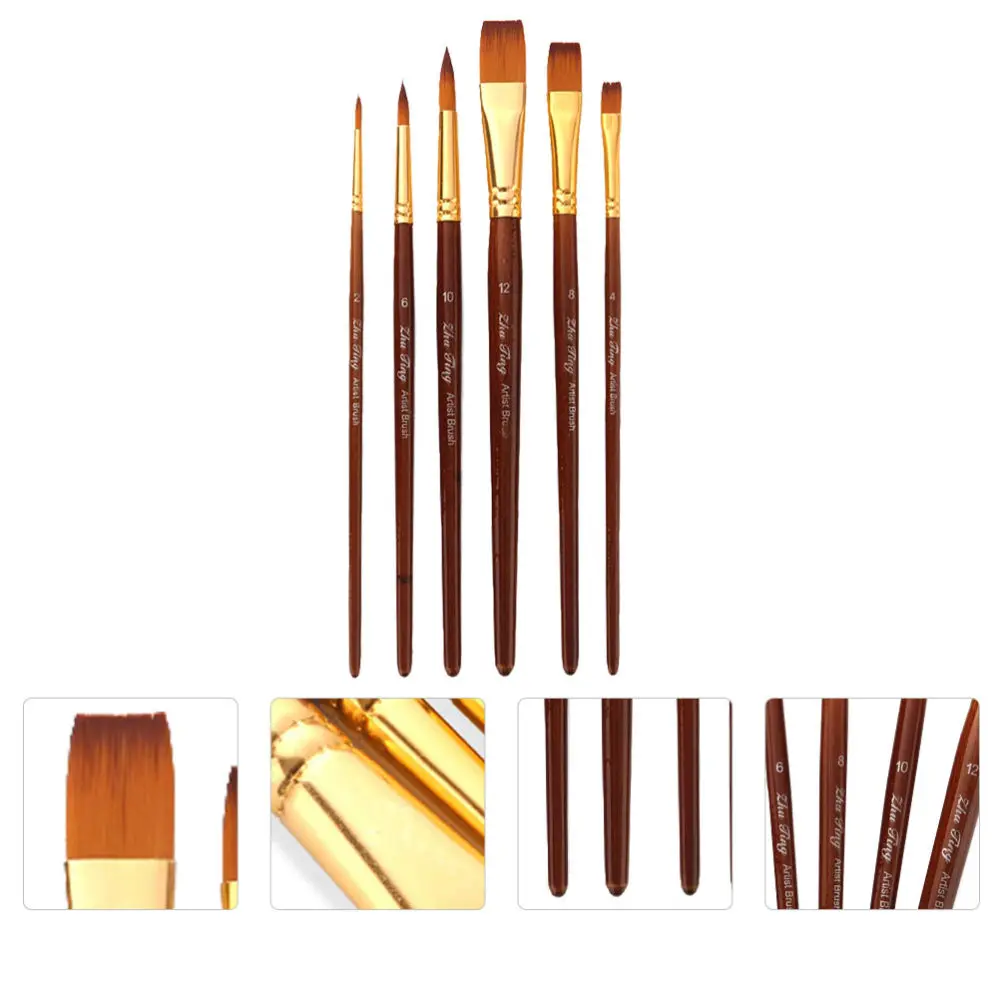 

6pcs Paint Brushes Set Professional Nylon Brush Drawing Painting Art Supplies