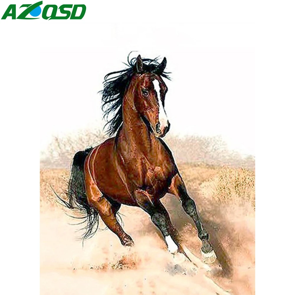 Раскраска по номерам для взрослых AZQSD Раскрашивание лошадей без рамки ручная