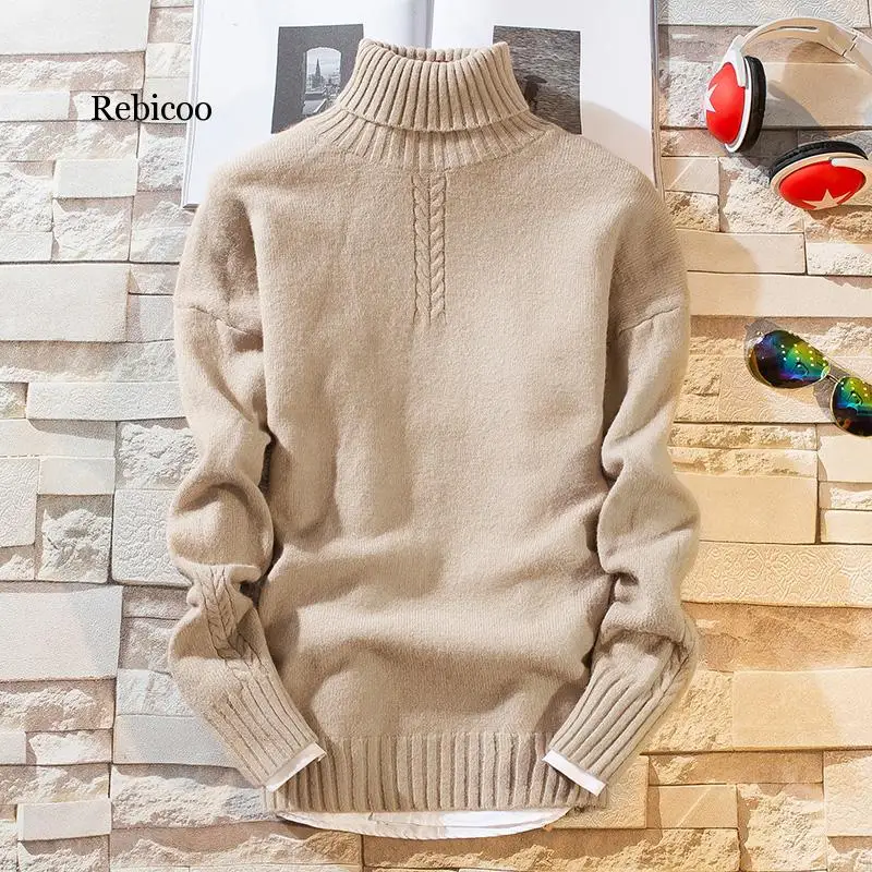 Cashmere Pullover Men New Fashion Turtleneck Thick Warm Sweater Autumn Winter Mens Sweaters Casual Men's Knitted | Мужская одежда