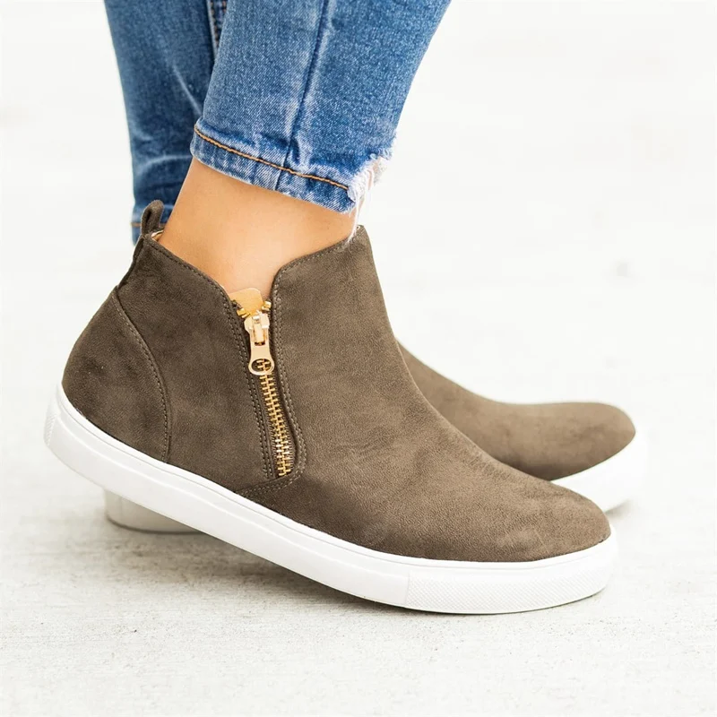 MFYB/Женская обувь на плоской подошве женская Вулканизированная кожаные ботильоны