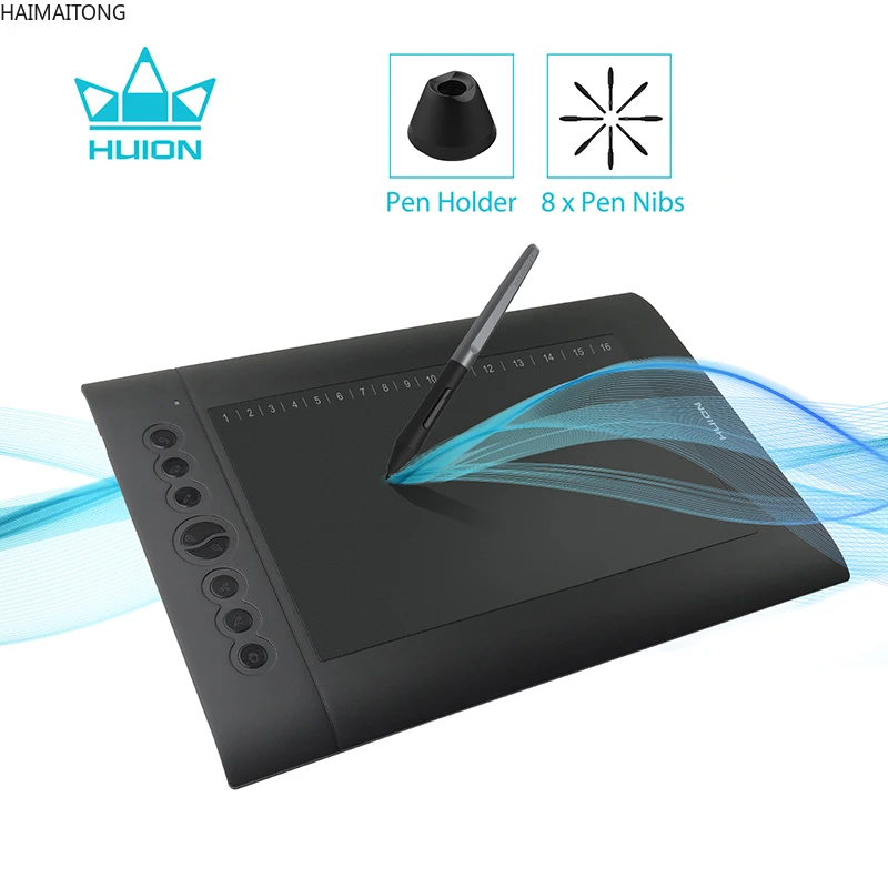 

Графический планшет HUION H610 PRO V2, профессиональный цифровой планшет для рисования с не требующим батареек пером, функция наклона, 8192 уровня