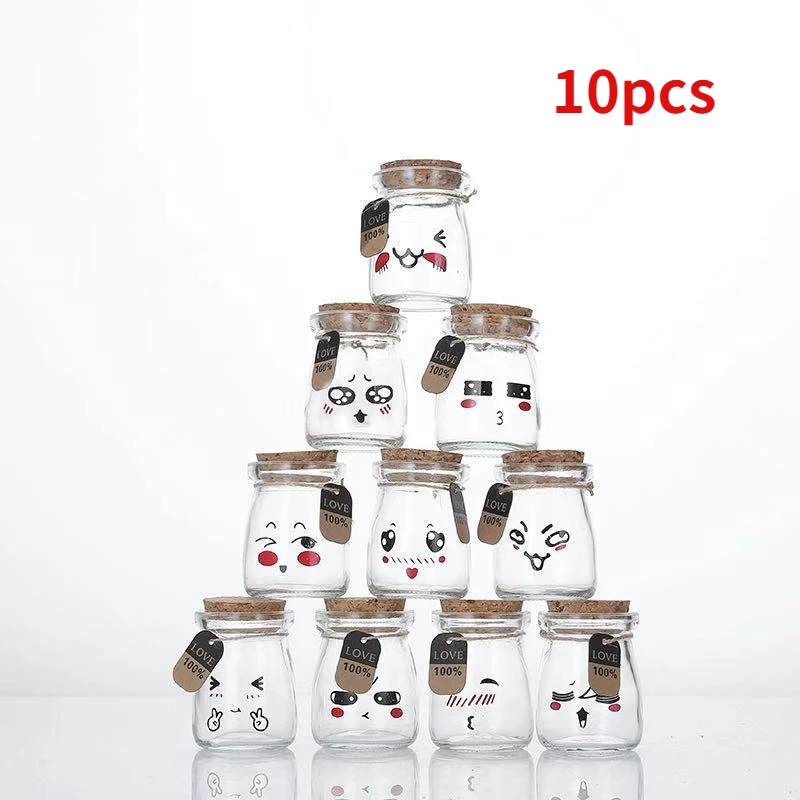 

12pcs 200ml Pudding Bottle Glass Bread Store Cute Heat-Resistant Yogurt Containers Milk Cup Jelly Jar For Home Shop