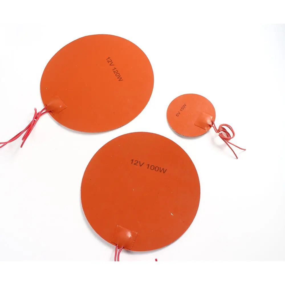 Round 100mm 5V 12V 24V Silicone Heating Pad Electric Rubber Heat Mat Heated Bed Plate Flexible Waterproof 3D Printer | Дом и сад