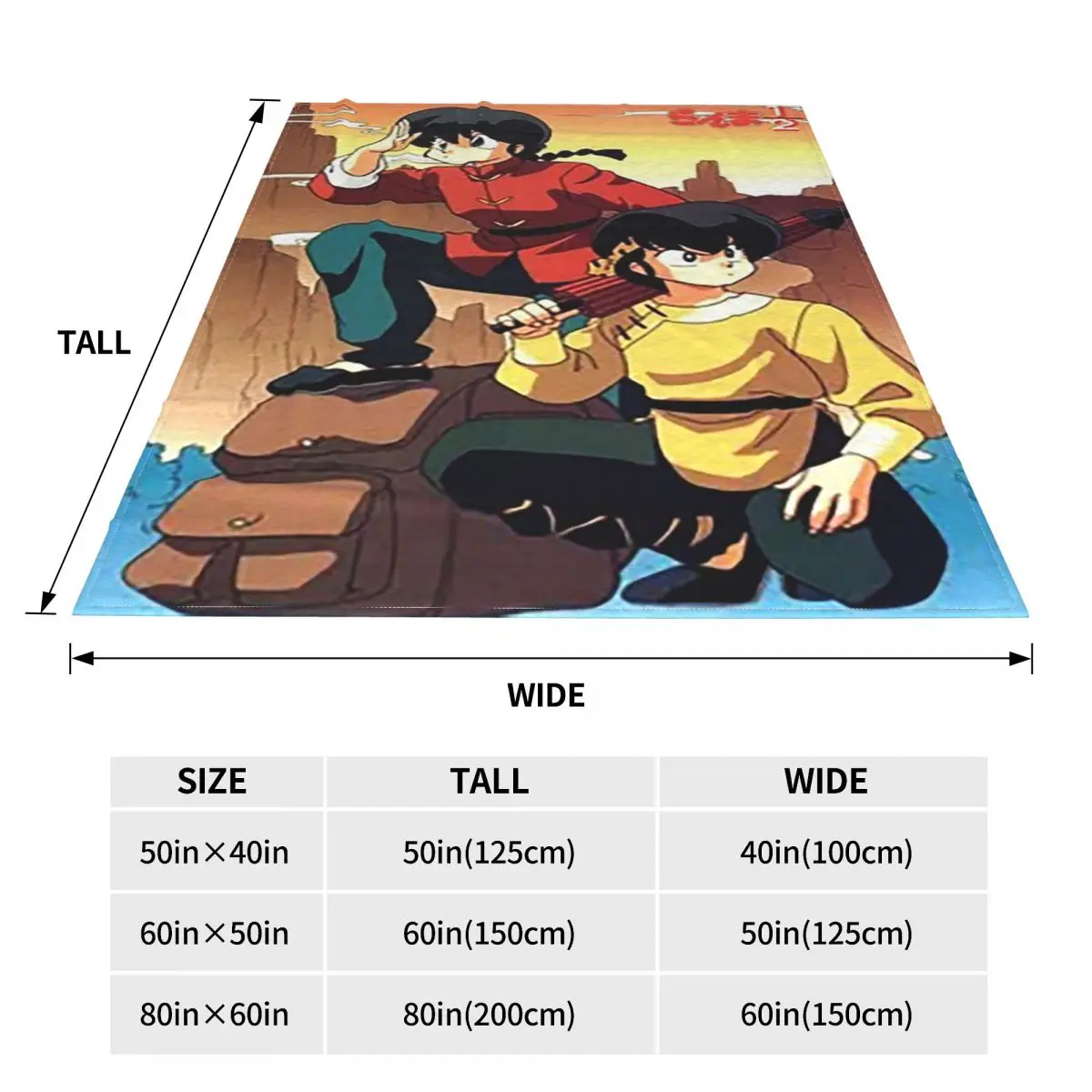 Ranma 1/2 Japan Anime Blanket Fleece Summer Chinese Kongfu Multifunction Warm Throw for Bed Travel Quilt |