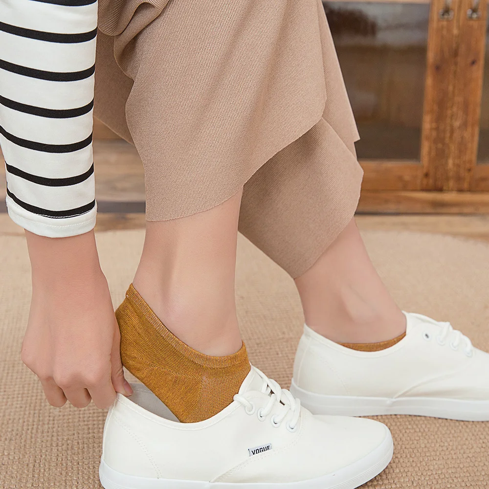 5 Pair Women Bamboo Fiber Invisible Socks Breathable Silicone non-slip Short Socks Mesh Casual  Summer Thin Ankle socks Sokken