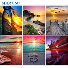 Квадратнаякруглая 5D алмазная живопись SDOYUNO, Пляжная вышивка, сделай сам, алмазная вышивка, пейзаж, мозаика, морской пейзаж, узор, домашний декор