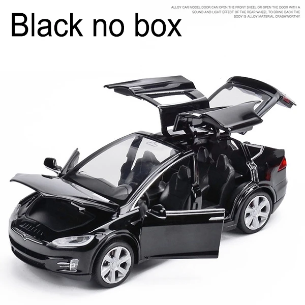 Black no box 1:32 Tesla модель X90 сплав Diecasts модель автомобиля Высокая Имитация металлические транспортные средства автомобиль оттягивание 6 открытая дверь игрушки для детей Подарки - Цвет: Black no box