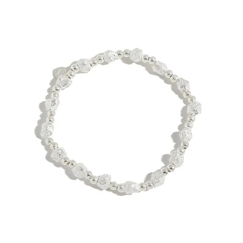 

925 Sterling Sliver Geometric Design Handmade Round Bead Bracelet Bangle For Womens Accessoires Personalized Gift Fine Jewellery
