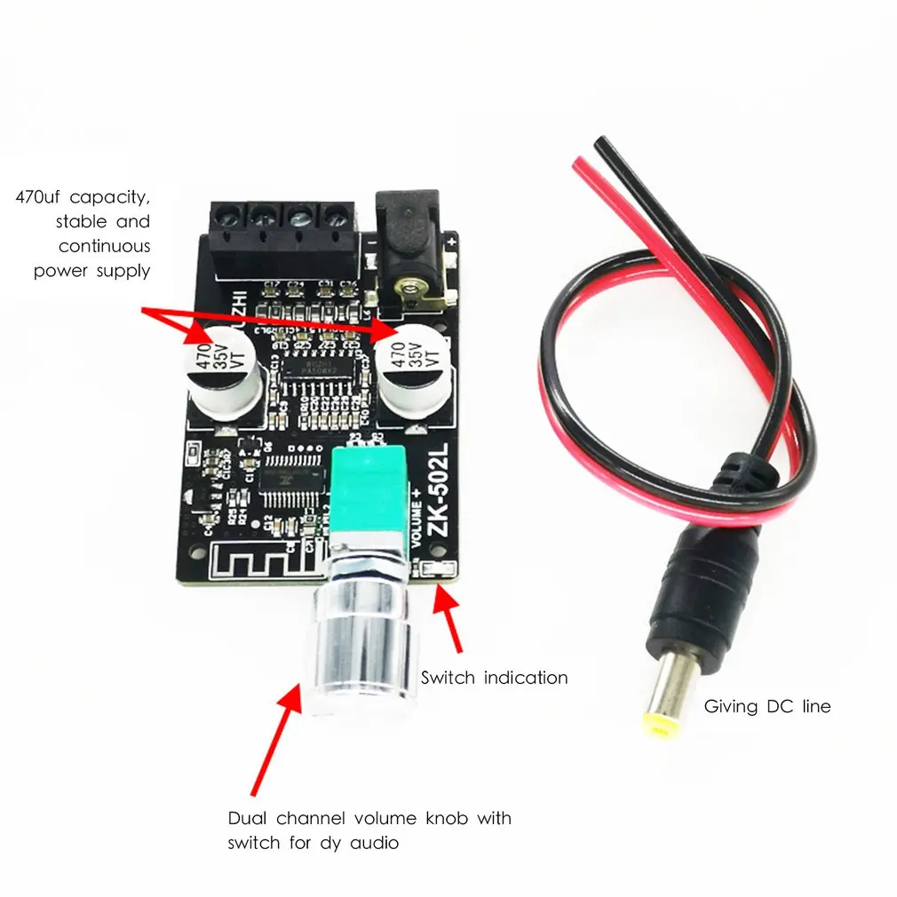 ZK 502L Bluetooth 5 0 беспроводной аудио цифровой усилитель мощности стерео плата 50Wx2