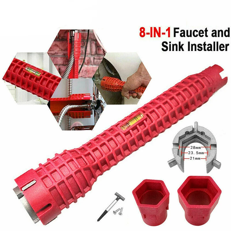 

8 In 1 Sink Faucet Flume Wrench Kitchen Repair Plumbing Wrench Multifunctional Key Plumbing Pipe Wrench Bathroom Wrenches Tool