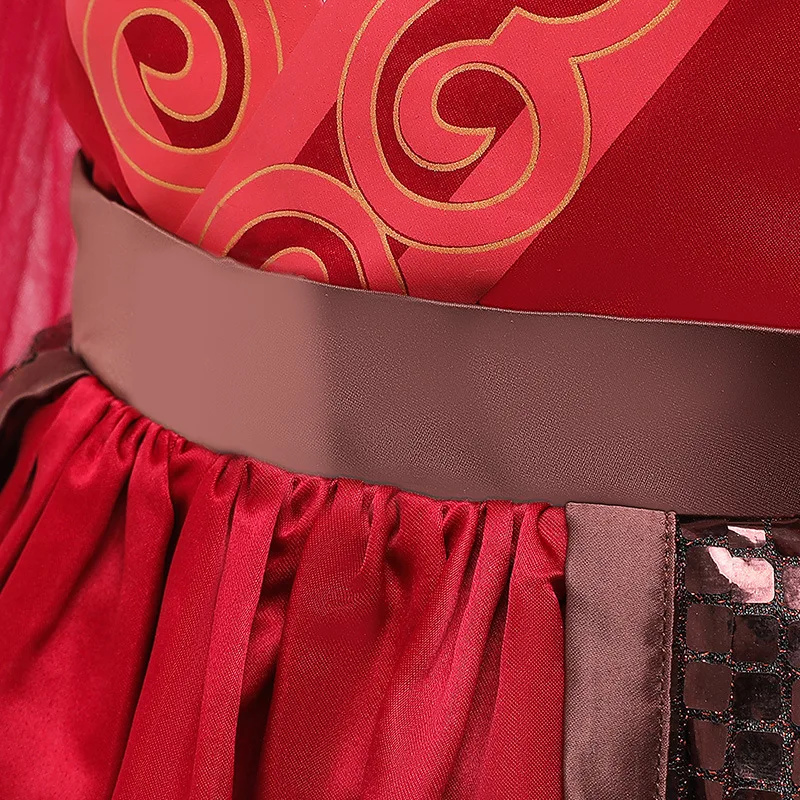 

Hot Sale Movie Red FaMulan Dress Girl Full Set Cosplay Costume Outfit Halloween Party Princess Good Quality Clothing Children