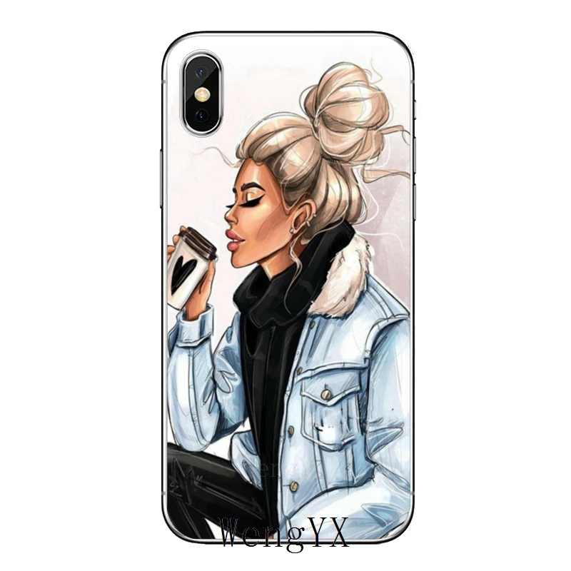 Модный женский кофейный чехол для samsung Galaxy J8 J7 J5 премьер-профессионал J3 A3 A5 A7 tup мягкий чехол для телефона - Цвет: Girl-coffee-B-14