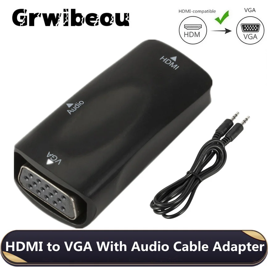 

HD 1080P HDMI-compatible to VGA Adapter Audio Cable Converter Female to Female For PC Laptop TV Box Computer Display Projector