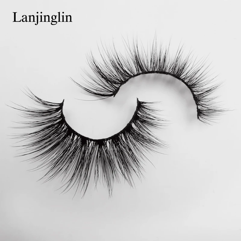LANJINGLIN, 1 пара, 3d, норковые ресницы, ручная работа, Полоска, ресницы, накладные натуральные, искусственные ресницы, норковые ресницы, безвредный макияж