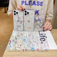 luxury flowers transparent glitter phone case for xiaomi redmi note 10 9 8 pro p0c0x3 soft silicone clear floral cover capa