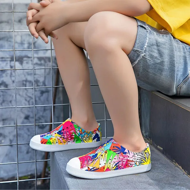 Print Girl Boy Sandals Unisex EVA Summer Children Shoes Hollow Cutout Slip On Beach Comfortable Soft Anti-Slip Kids Shoes 5