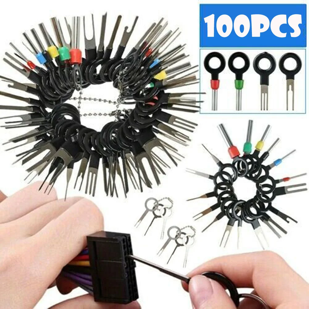 100PCS Terminal Ejector Kit Tools Wire Connector Extractor Automotive Terminal Wire Terminal Removal Tool Car Pin Kit