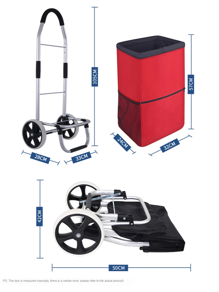 

B-LIFE 2in1 Folding Shopping Cart with Aluminium Alloy Handles Capacity Hand Truck Loading 50kg/Adjustable Cord Stair Climbing