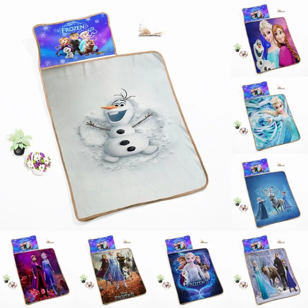 Портативный коврик для сна Disney Frozen Elsa Anna Kristoff Olaf Sven с одеялом и подушкой маленьких